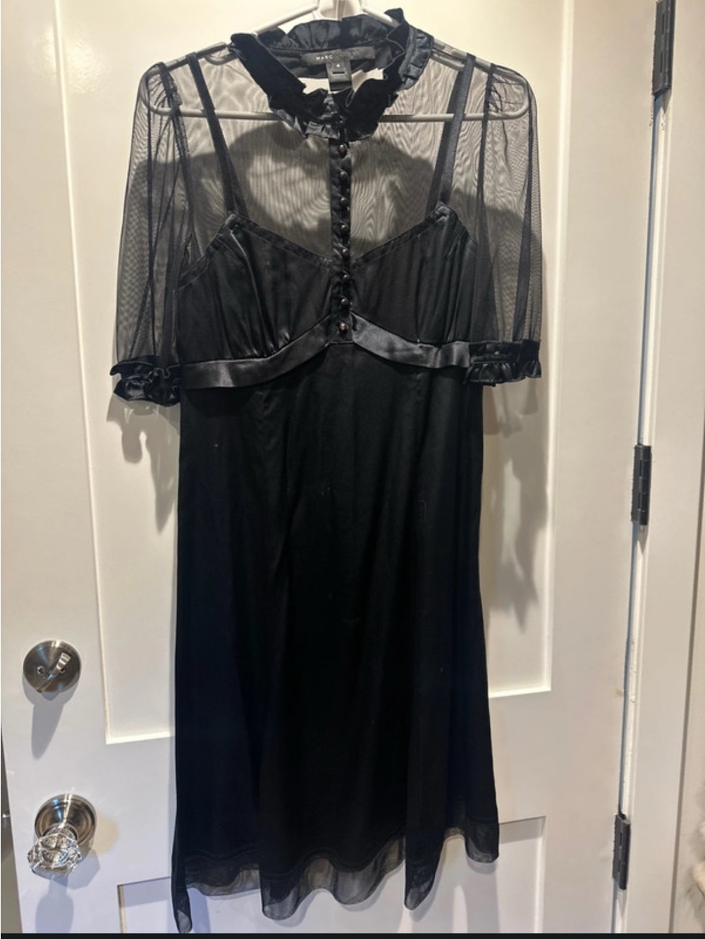 Marc Jacobs Black Midi Dress with Sheer Hem